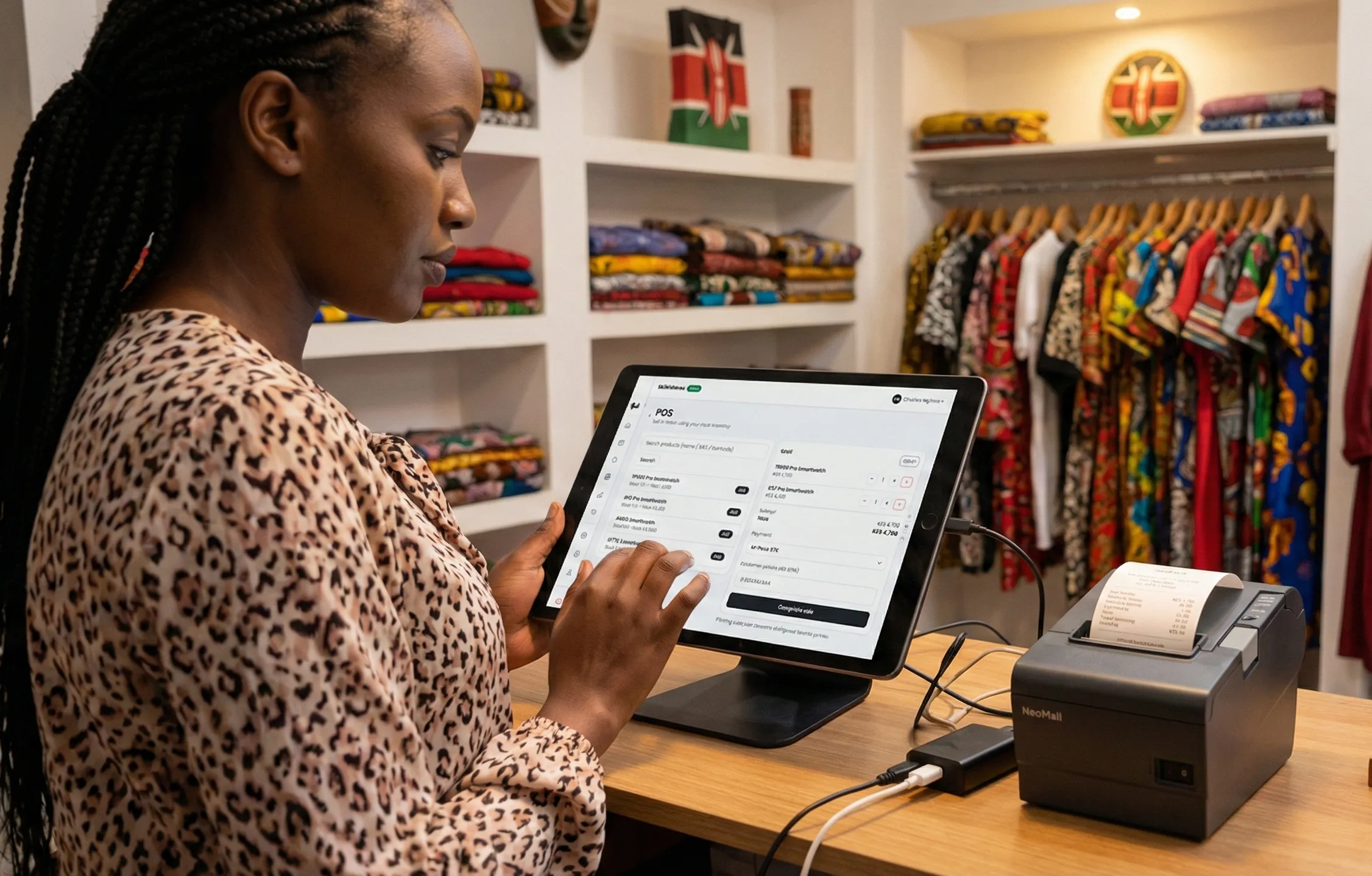 Staff member using Neomali mobile POS